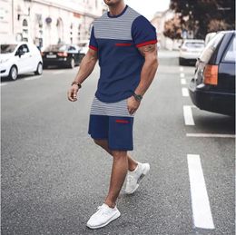 Men's Tracksuits Set Summer Casual Sportswear 3D Plus Size Fashionable T-shirt Shorts Short Sleeved Two-piece Trendy Clothing