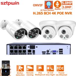 System H.265 6CH 5mp POE NVR Kit CCTV System 4MP IP POECamera P2P IR IP66 Face DetectionOutdoor Weatherproof Video SecuritySurveillance