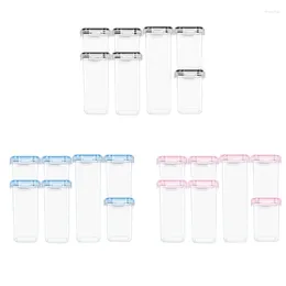 Storage Bottles 7pcs Container Plastic Jar Set With Lid Kitchen Bulk Sealed Refrigerator Multigrain Cereal Dropship