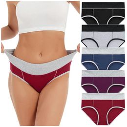Women's Panties 2024 High-Waist Women Patchwork Cotton Underwear Seamless Briefs Breathable Underpants Ropa Interior Femenina