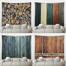 Tapestries Vintage Old Wood Hippie Tapestry Country Farmhouse Barn Wooden Door Background Wall Hanging Cloth Living Room Bedroom Home Decor