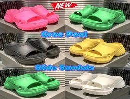 2023 women men Slippers shoes Paris Pool Slide Sandals Green Black white pink yellow Designer platform Rubber slides shoe EUR 35-422541487