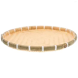 Plates Drying Dustpan Snack Basket Small Bamboo Tray Serving Pastoral Style Storage Weaving Dessert Round Pastry Plate