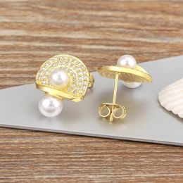Stud Earrings Nidin Top Quality Natural Freshwater Pearl Gold/Silver Color Cute Mushroom Shape For Women Ear Jewelry Accessories