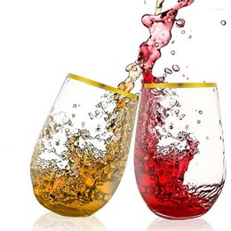 Tea Cups 360ml Shatterproof Plastic Wine Glass Unbreakable PET Red Tumbler Glasses Reusable Transparent Fruit Juice Beer Cup