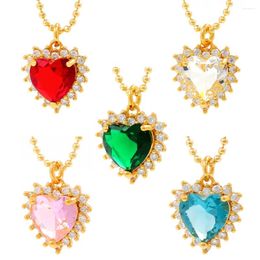 Pendant Necklaces Romantic Love Female Micro Diamonds Korean Simple Fashion Peach Heart Necklace