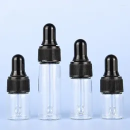 Storage Bottles Wholesale 2000PCS/lot Clear Small Glass Sample Bottle Vial With Black Cap For Perfume Cosmetic 2ml 3ml 5ml Mini Dropper