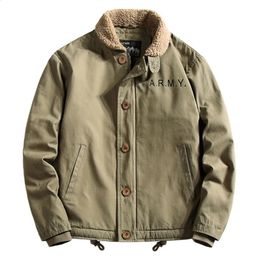 Autumn And Winter Fashionable Casual Thickened Velvet Work Jacket American Street High-Quality Retro Ah Mei Khaki Jacket For Men 240321