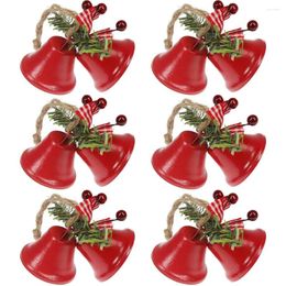 Vases Red Christmas Bells Tree Hanging Ornament Metal Jingle For Holiday Decoration