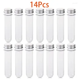 Storage Bottles 14Pcs 45ml Clear Test Tubes With Caps 140 X 25mm Plastic For Gumball Plants Spices Candy Scientific Experiments