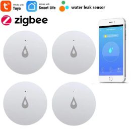 Cameras Tuya Zigbee Water Leakage Sensor Leak Alarm Detector Flood Alert Overflow Smart Home Security Work with Tuya Zigbee Gateway Hub