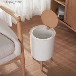 Waste Bins 7L Press Type Trash Can For Kitchen Bathroom Wood Grain High Feet Wastebasket Toilet Trash bin L46