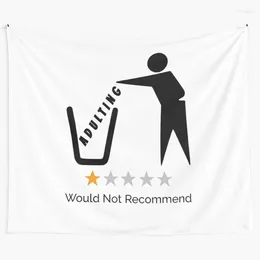 Tapestries Adulting Would Not Recommend - Adults Funny Illustration Design Tapestry Background Wall Printed