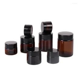 Storage Bottles 5g 10g 20g 30g 50g Amber Glass Jars With Lids Round Pots Wide Mouth Empty Cosmetic Container For Creams Lotion Ointments