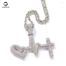 Chains European And American Style Pendant Three Dimensional ECG Hip Hop Copper Inlaid Zircon Necklace Geometric Elements 746