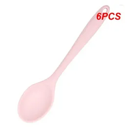 Spoons 6PCS Can Be Sterilised Soft Rounded Comfortable Kitchen Set High Temperature Easy To Grasp Anti-slip Silicone Spoon Security