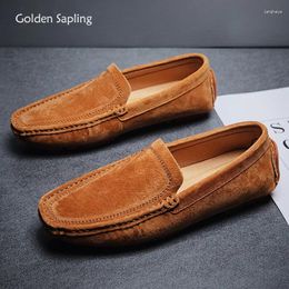 Casual Shoes Golden Sapling Men Loafers Genuine Leather Moccasins Men's Summer Driving Flats Leisure Loafer Retro Slip On