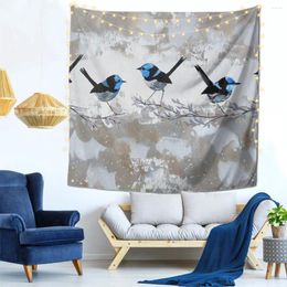 Tapestries Fairy Wrens On Hamptons Colours Wall Decor Tapestry With Barb Clips Decorative Holiday Gift Soft Fabric Odorless