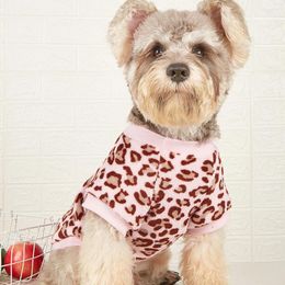 Dog Apparel Fashion Pink Leopard Fur Pet Costume ClothesSmall And Medium Autumn Winter Plush Cat Clothes Warm Cold