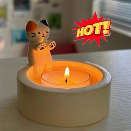 Candle Holders Kitten Holder Cute Scented Resin Candlestick Creative Warming Paws