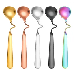 Spoons Stainless Steel Teaspoons Reusable Coffee Stirrers Colorful Teas Scoops Spoon Mixing Sugar M76D