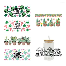 Window Stickers UV DTF Flowers Cactus Prints For 16 Oz Libbey Glass Can Sublimation DIY Waterproof Easy To Use D1169