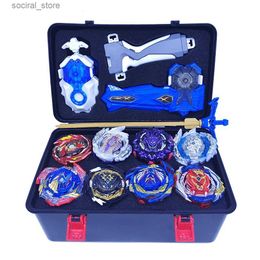 Spinning Top 8x Blayblade Burst Gyro toy set with transmitter grip storage box outer shell combat starter metal rotating top starter Bley Bly L240402