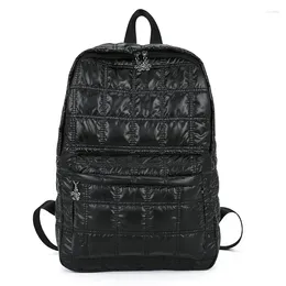 Backpack Female Fashion Space Cotton Rhombic Embroidery Line Large-capacity Down Schoolbag
