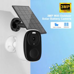 Cameras 3MP Wireless Security Wifi Camera Outdoor Solar Battery Camera PIR Spotlight Security Solar Camera Security Protection