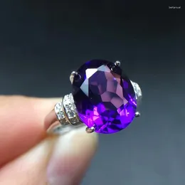Cluster Rings MeiBaPJ Natural Amethyst Gemstone Fashion Classic Ring For Women Real 925 Sterling Silver Fine Party Jewelry
