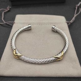 Charm Bracelets designer cable s fashion Jewellery for women men gold silver Pearl head cross bangle open cuff Jewellery man party christmas gift L46