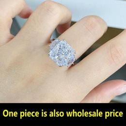 Cluster Rings 925 Sterling Silver 9CT Broken Cut Sapphire High Carbon Diamond Gemstone Women's Party Boutique Jewelry Wholesale