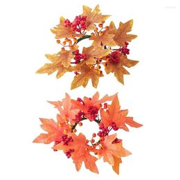 Candle Holders Fall Holder Wreath Artificial Candlestick Rings Garlands Decor