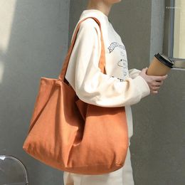 Evening Bags Drop Women Canvas Handbag Ins Casual Mori Solid Colour Tote Fashion Retro Shoulder Shopping Bag
