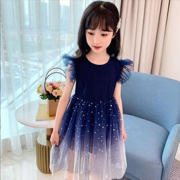 2024 New Girls Lace Dresses summer clothing girls tulle princess dress glitter Stars Kids Clothes Children sleeveless TuTu Skirts for 2-6 Years