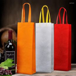 Gift Wrap Non-woven Champagne Beer Waterproof Bag Color Single Bottle Red Wine Hand Handle Packaging Pouches For Party Home