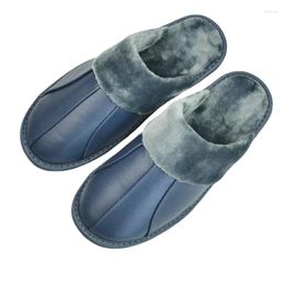 Slippers XIHAHA Male Fashion Leather Shoe Men's Women Indoor Shoes Cotton Man Concise Slides Simple Home Couple Keep Warm Boots