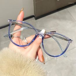 Sunglasses Frames Tr90 Womens Fashion Round Glasses Ladies Eye Glass Anti Blue Light Luxury Eyeglasses Frame Computer Eyewear Men