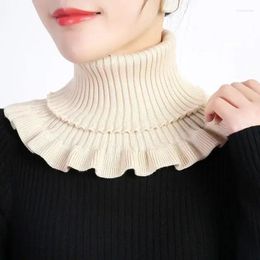 Scarves 2024 Knitted Collar Scarf Women Turtleneck False Fake Detachable Warm Winter Windproof Ruffles Wrap