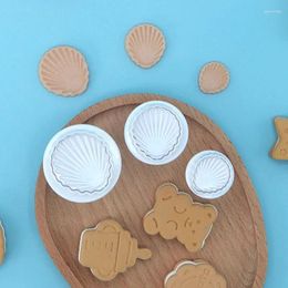 Baking Moulds White 3Pcs Mini Seashell Cookie Cutter Spring Mould For Cake