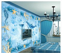 Wallpapers Custom Po Wallpaper For Walls 3 D Mediterranean Landscape Murals Dolphin Hand Painted Watercolour Background Wall Home Decor