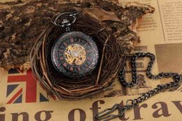 Pocket Watches Vintage Retro Antique Steampunk Pocket Roman Numerals Automatic Mechanical Men es Necklace Clock Unisex Reloj Hombre L240402