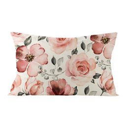 Floral Pillow Cases Standard Size Linen Fabric Fade Resistant Pillowcase