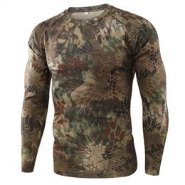 Summer Quick-drying Camouflage T-shirts Breathable Long-sleeved Military Clothes Outdoor Hunting Hiking Camping Climbing Shirts240325