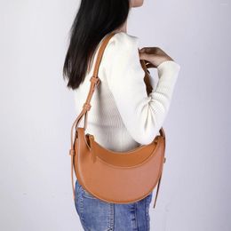 Shoulder Bags Hand For Women Fanny Pack Leather Design Crescent Solid Colour Crossbody Saddle Women's Tote