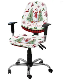 Chair Covers Christmas Snowman Snowflake Elk Elastic Armchair Computer Cover Stretch Removable Office Slipcover Split Seat