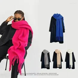 Scarves 210 40cm Solid Color Women's Scarf Winter Fashion Versatile Large Shawl Cashmere Bandana Warm Thick Soft Big Tassel Women