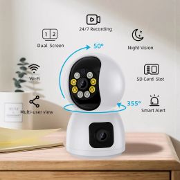 Cameras ICSee Indoor Wifi Camera Smart Wireless Baby Monitors Dual Lens IP Surveillance Camera 2K Pet Monitor Night Vision Home Security