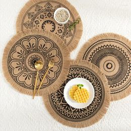 Table Mats Round Embroidery Lace Tassel Placemat Nordic Style Non-slip Heat Insulation Furniture Decoration Coffee Cup