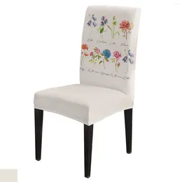 Chair Covers Vintage Flowers Herbaceous Plant Linen Texture Cover Dining Spandex Stretch Seat Home Office Desk Case Set